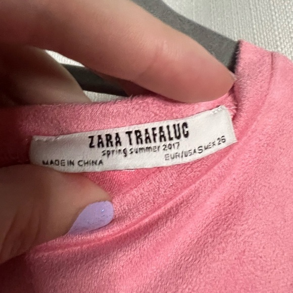 Zara Light Pink Faux Suede Tshirt Shift Dress Small - Picture 6 of 9